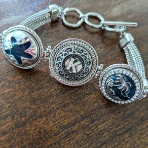 Snap Bracelet With 3 Snap Charms "K" And Sea‎ Beach Theme